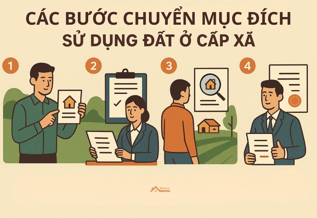 Quy trình các bước chuyển mục đích sử dụng đất ở cấp xã