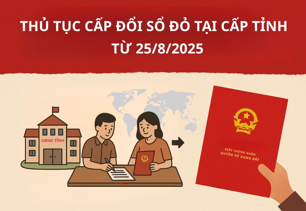 Thủ tục cấp đổi sổ đỏ tại cấp tỉnh theo quy định mới từ 2582025