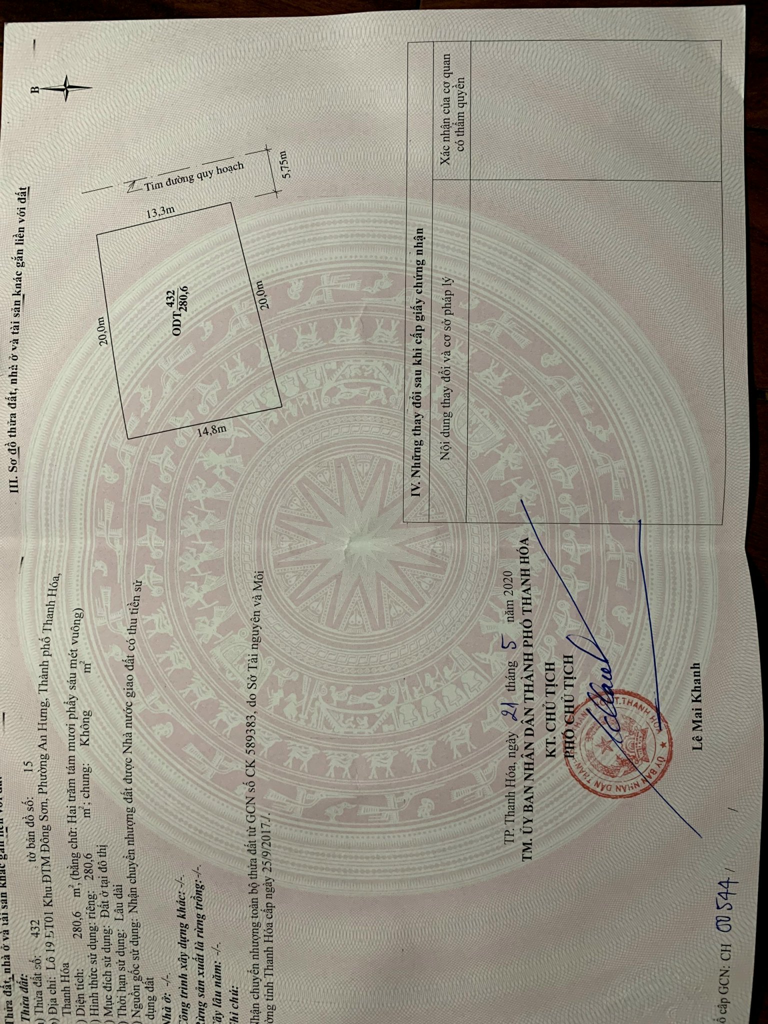 Cần bán nhà Biệt thự 01, lô 19, khu ĐTM phường An Hưng, TP Thanh Hóa