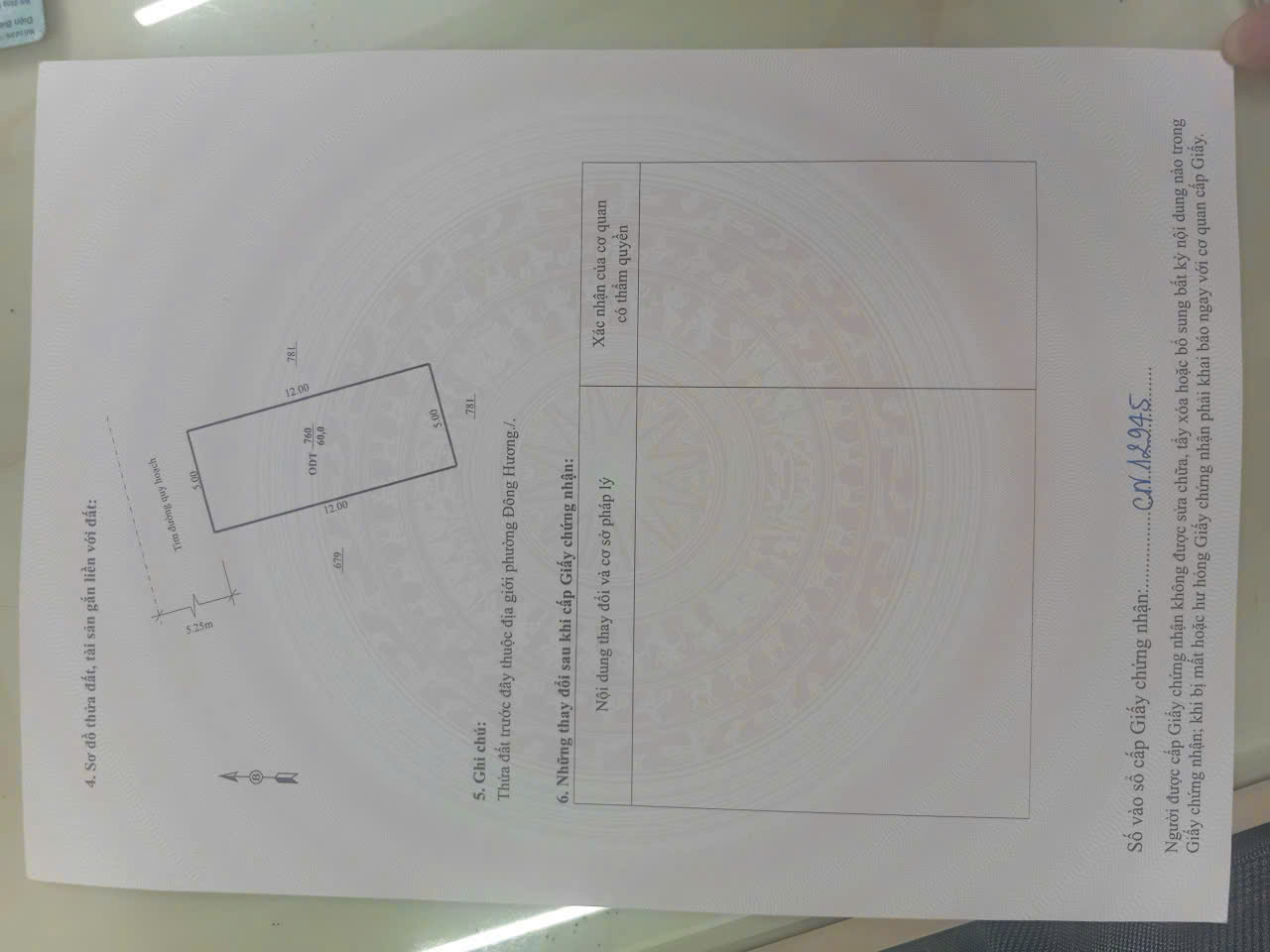 Bán lô đất 60m2 mbqh 8267 Công Viên Nước Đông Hương