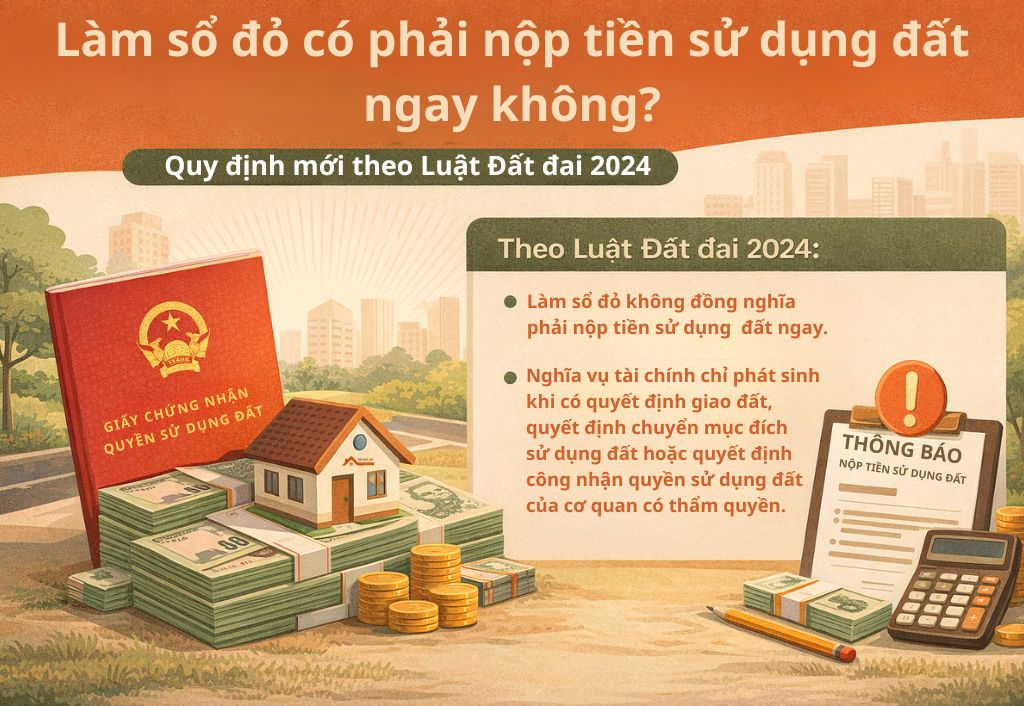 làm sổ đỏ có phải nộp tiền sử dụng đất ngay không