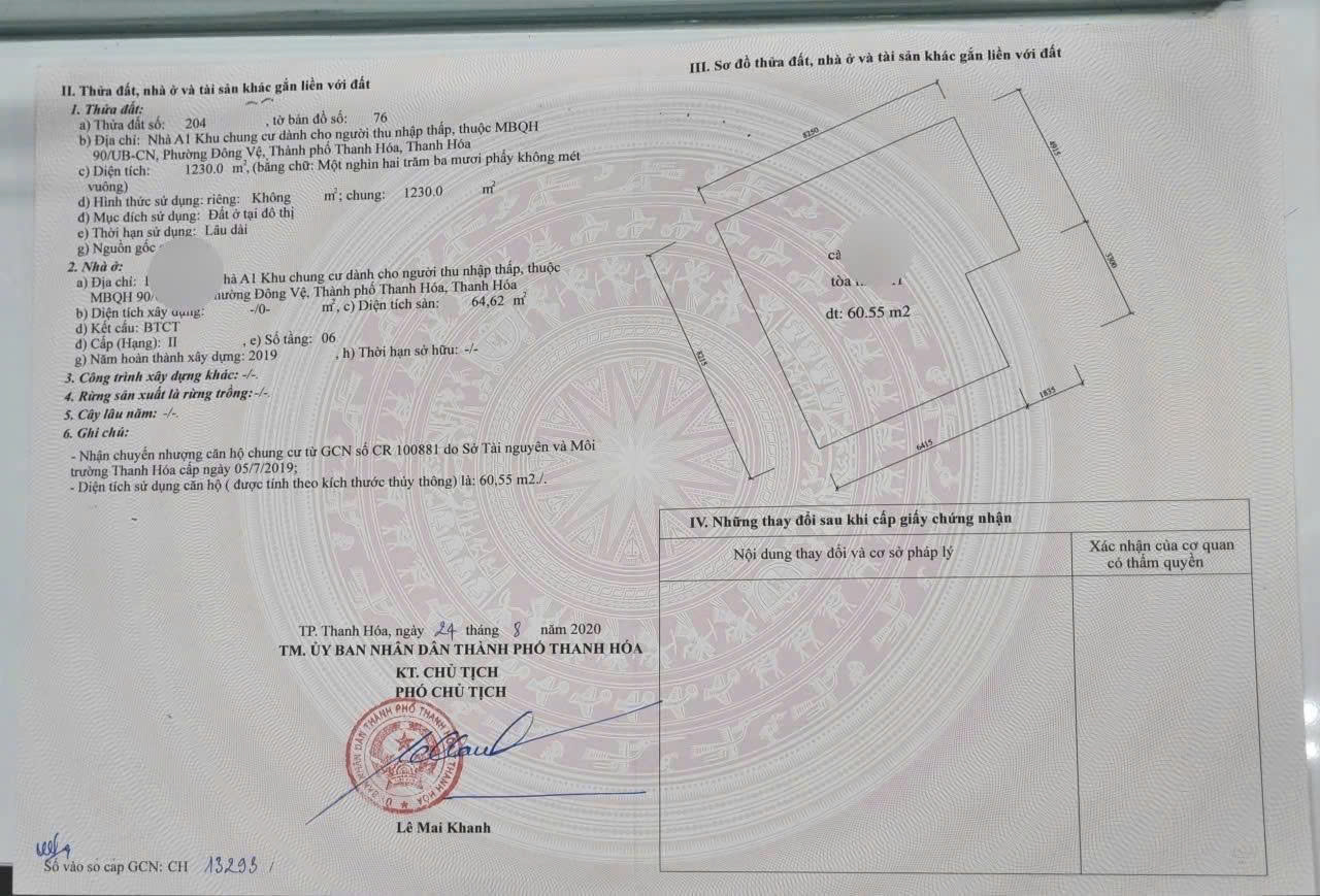 Căn hộ chung cư Tân Thành 65m2 2 ngủ 2 wc tòa a1 mbqh 90 Đông Vệ