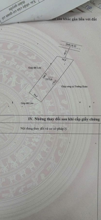 Bán đất dịch vụ thương mại mặt quốc lộ 45 rừng thông, dt hơn 7.500m2, mặt tiền 55m