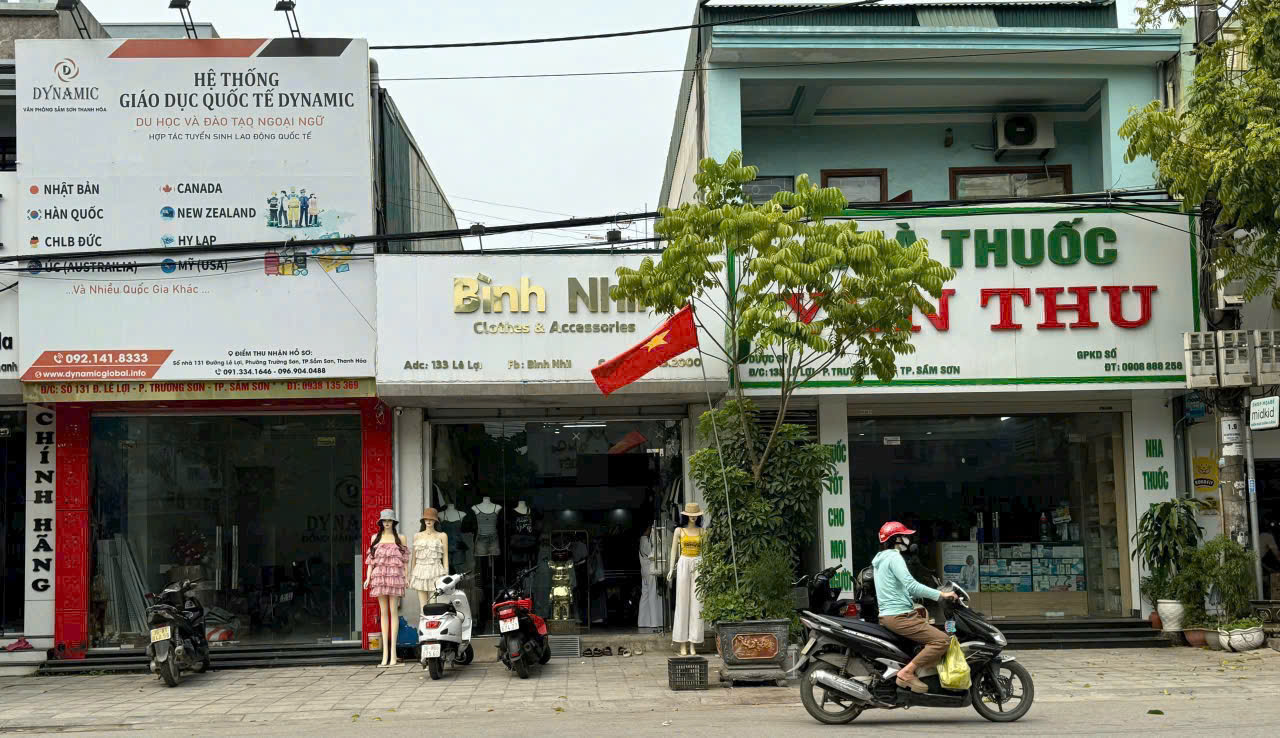 Bán nhà mặt đường Lê Lợi sầm sơn - 115m2, mặt tiền 4m, đang cho thuê kinh doanh, giá 5.55 tỷ