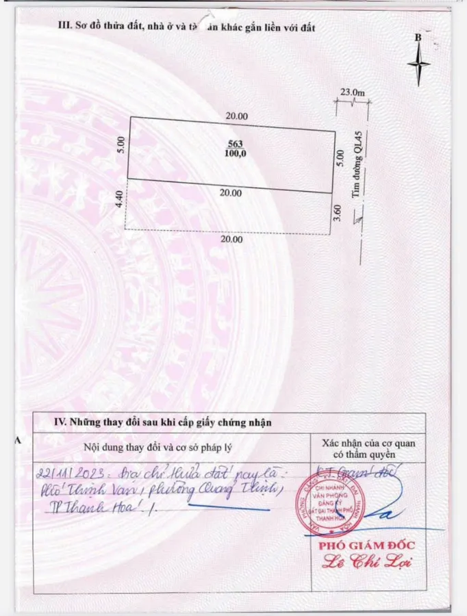 Đất Quảng Thịnh mặt QL 45 (đường rộng 46m)