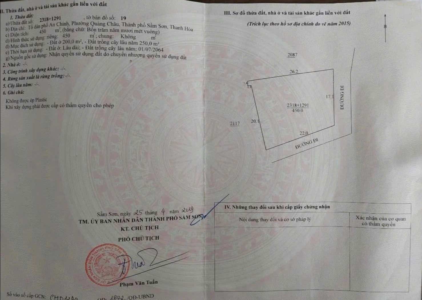 Bán đất thổ cư lô đầu ve (khu LaLa House) Sầm Sơn