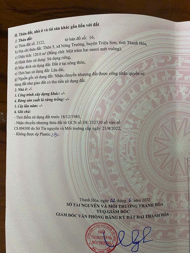 Cần bán gấp  lô đất  rẻ tại Triệu Sơn