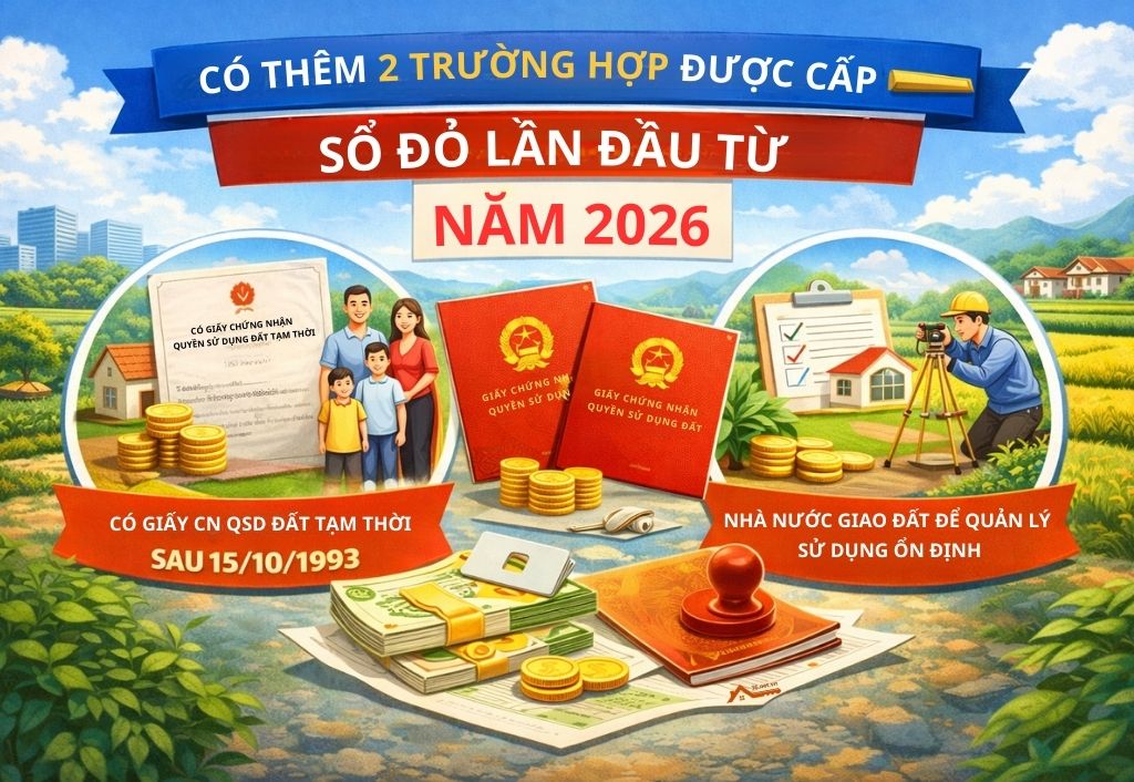 Có thêm 2 trường hợp được cấp sổ đỏ lần đầu từ năm 2026