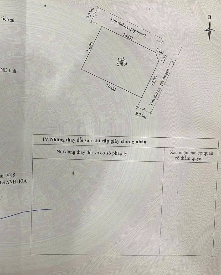 Bán đất biệt thự 2 mặt tiền mbqh65 Hoàng Long - 278m², ngay chung cư Hoàng Long, Thanh Hóa