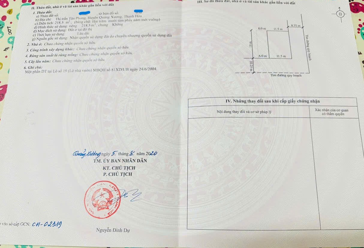 Bán lô đất đầu ve 2 mặt tiền mb 81 Tân Phong - sát quốc lộ 1a | 218,5m2 giá 5,46 tỷ