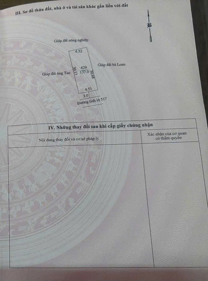 Bán lô đất mặt đường tỉnh lộ 517 phố Ngọc Lậu Đông Thịnh, 136m2 nở hậu, kinh doanh tốt