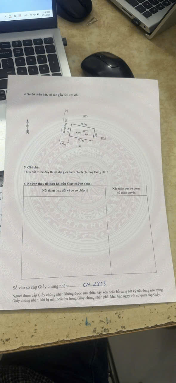 Bán nhà 1 tầng 55m2 mb2589 phường Đông Hải - sát Central Riverside, gần Vinhomes - đang cho thuê 5tr/tháng