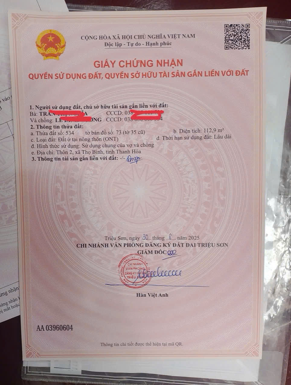 Bán 2 lô đất Triệu Sơn - diện tích 112,8m², mặt tiền 5m, cách chợ Thọ Bình 250m, giá chỉ 3xx triệu