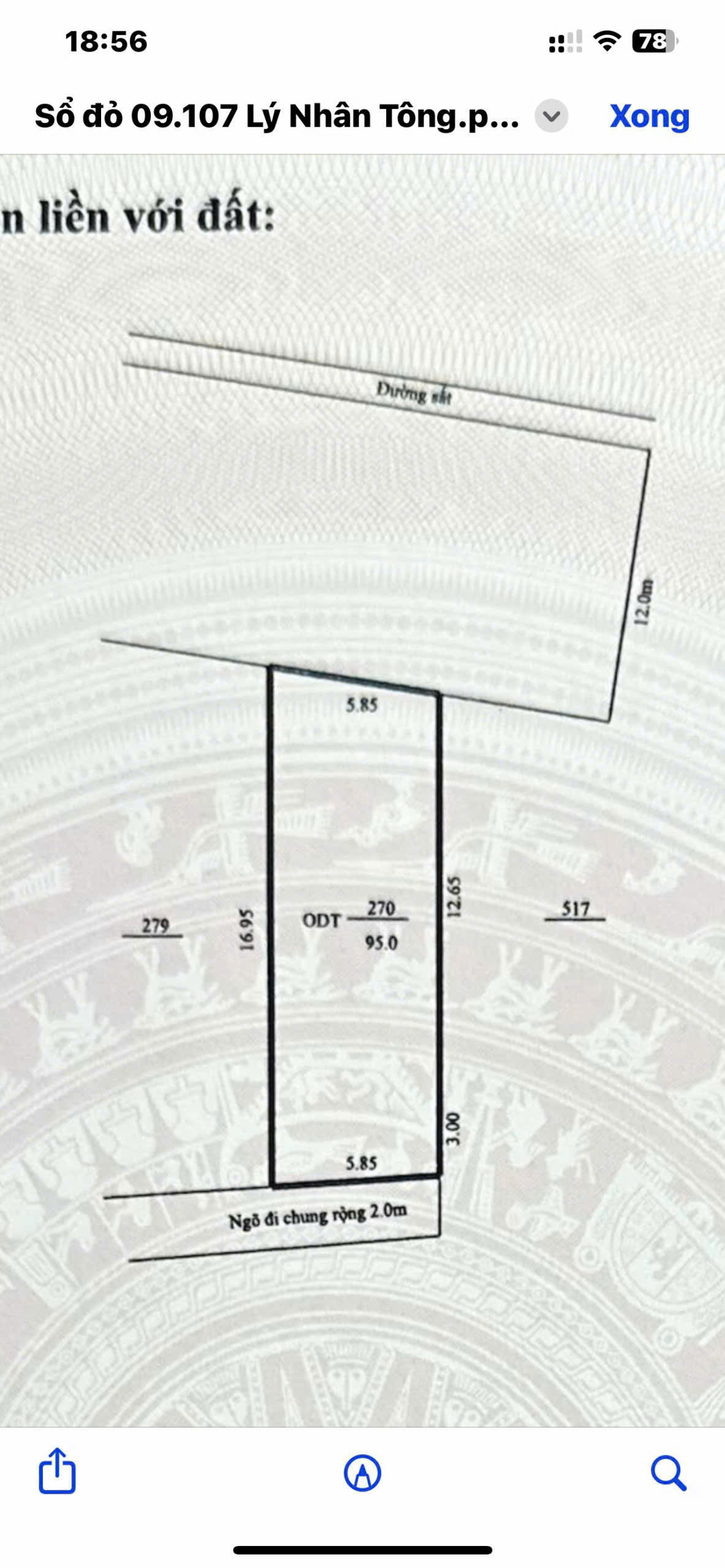 Nhà 1 tầng Đông Thọ - dt 95m², mt 5,85m - ô tô vào tận nhà - giá 2,85 tỷ