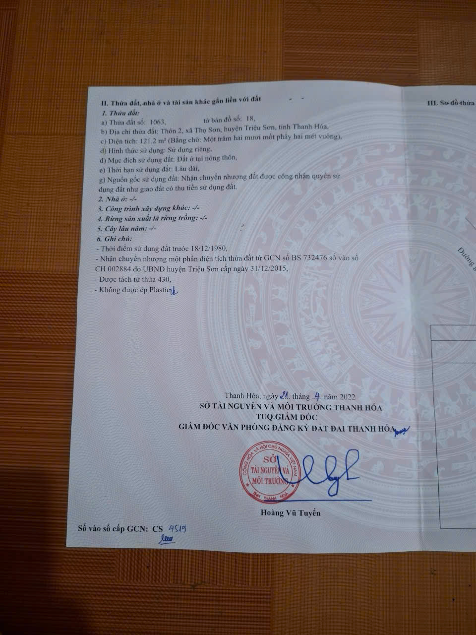 Đất Thọ Sơn Triệu Sơn 120m² mặt tiền 5m - ô tô tránh - gần sân bay Thọ Xuân - giá chỉ 3xx triệu