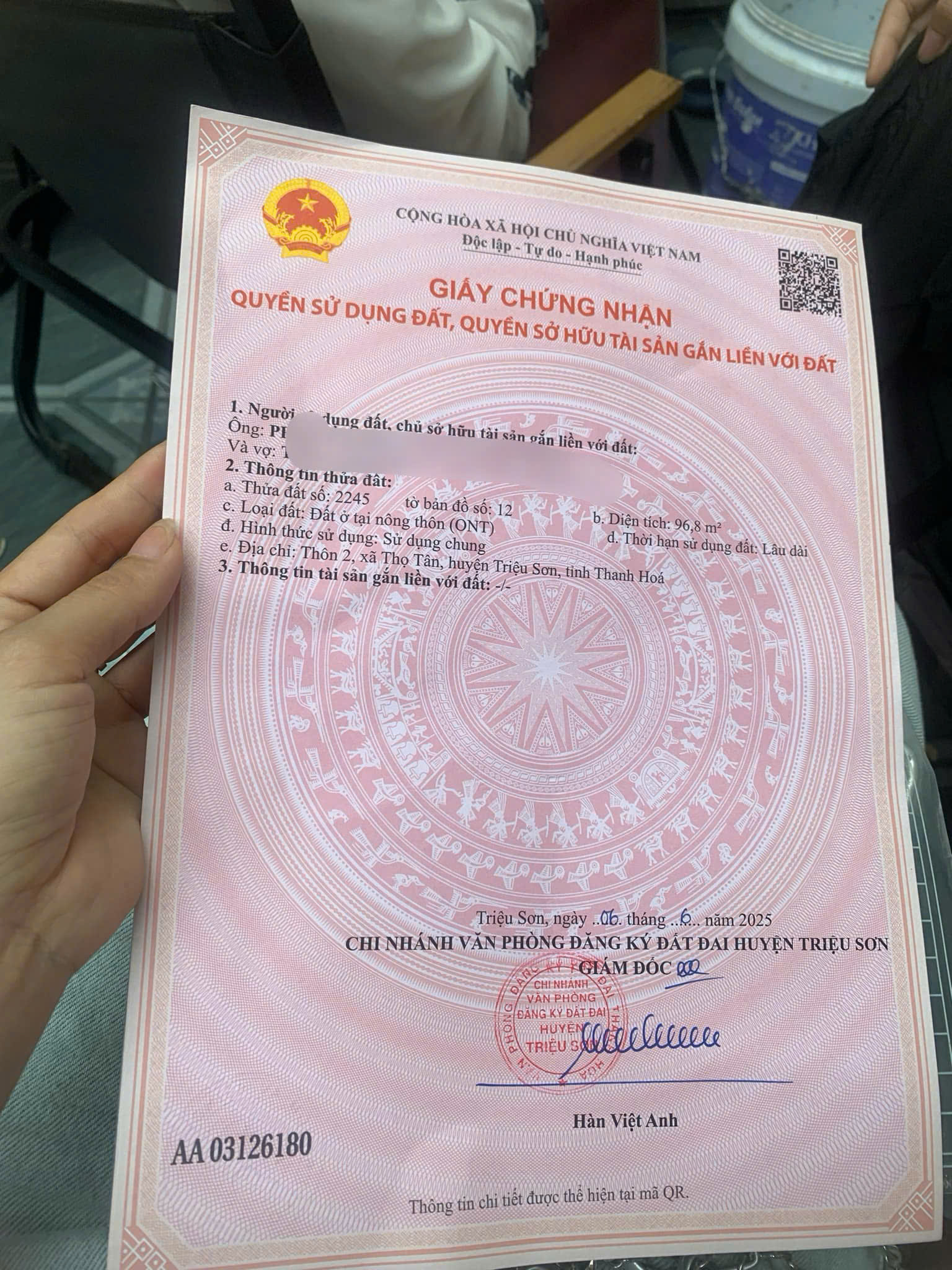 Đất 96,8m² full thổ cư 2 mặt tiền Thọ Phú - Triệu Sơn, giá chỉ 3xx triệu