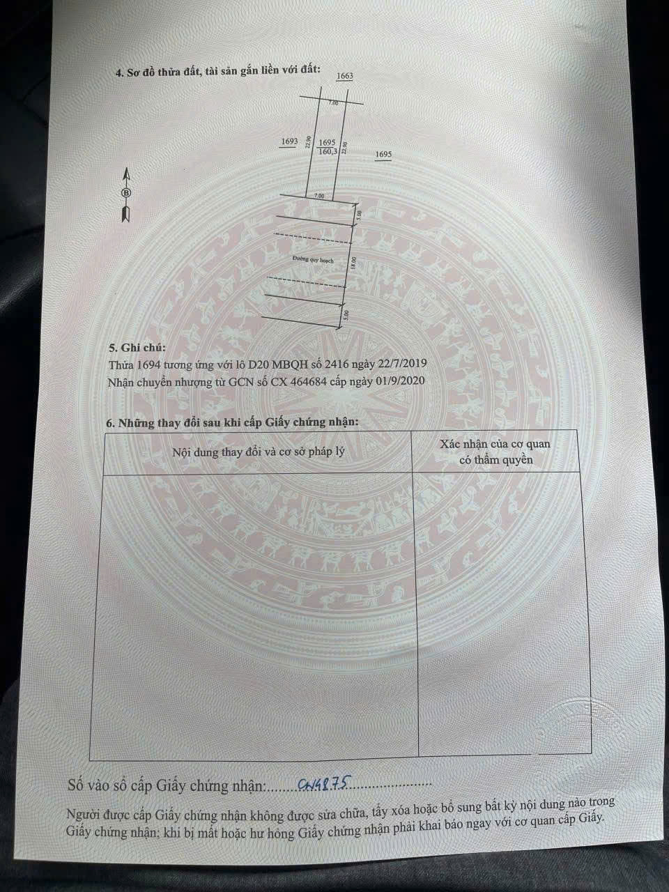 Bán đất mb 2416 Đông Minh Đông Sơn - 163,3m² mặt tiền 7m giá 1,19 tỷ