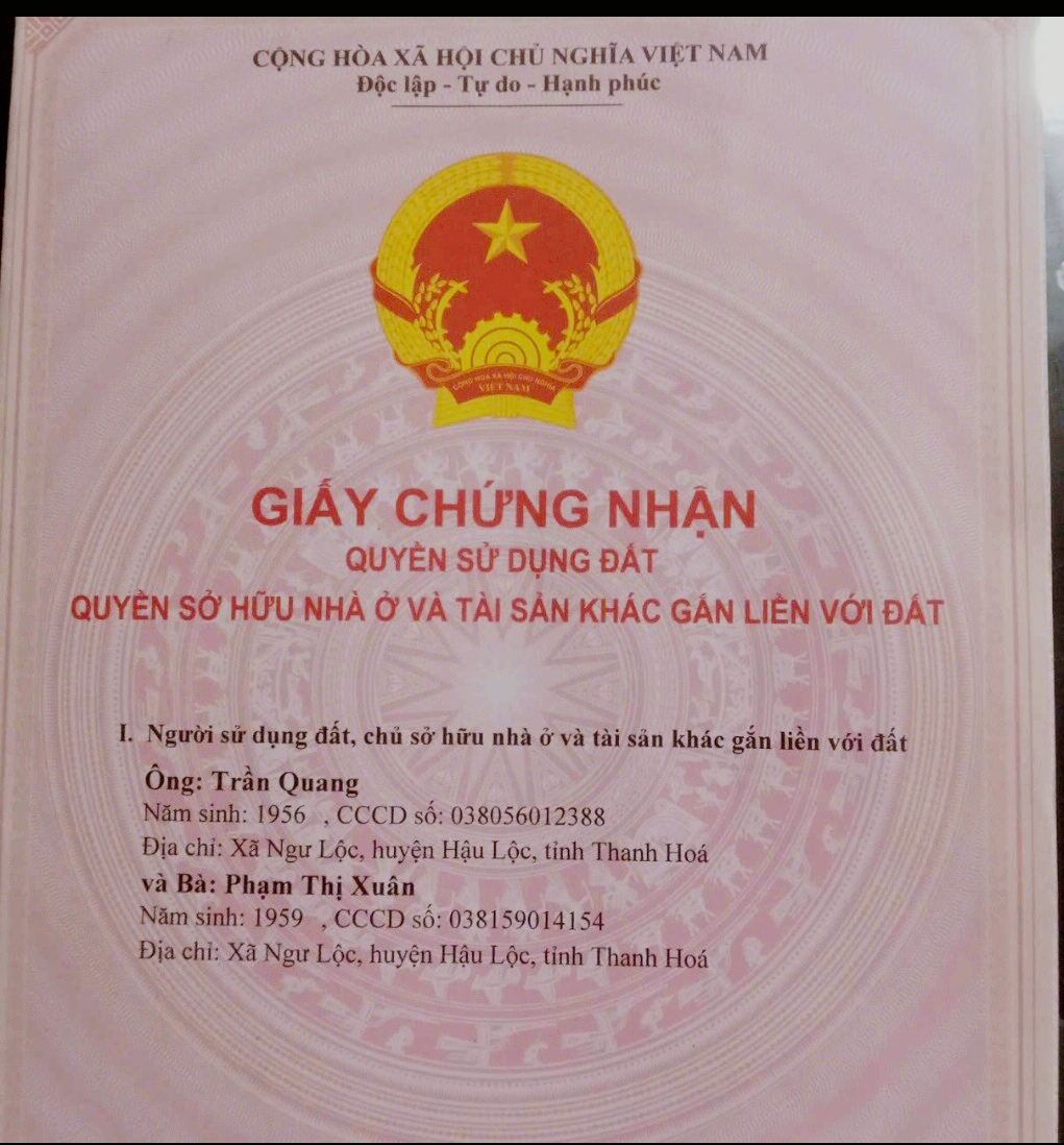 Bán đất đấtDiện tích 203m2. Gần Trường Tiểu học Ngư Lộc xã Ngư Lộc huyện Hậu Lộc tỉnh Thanh Hoá