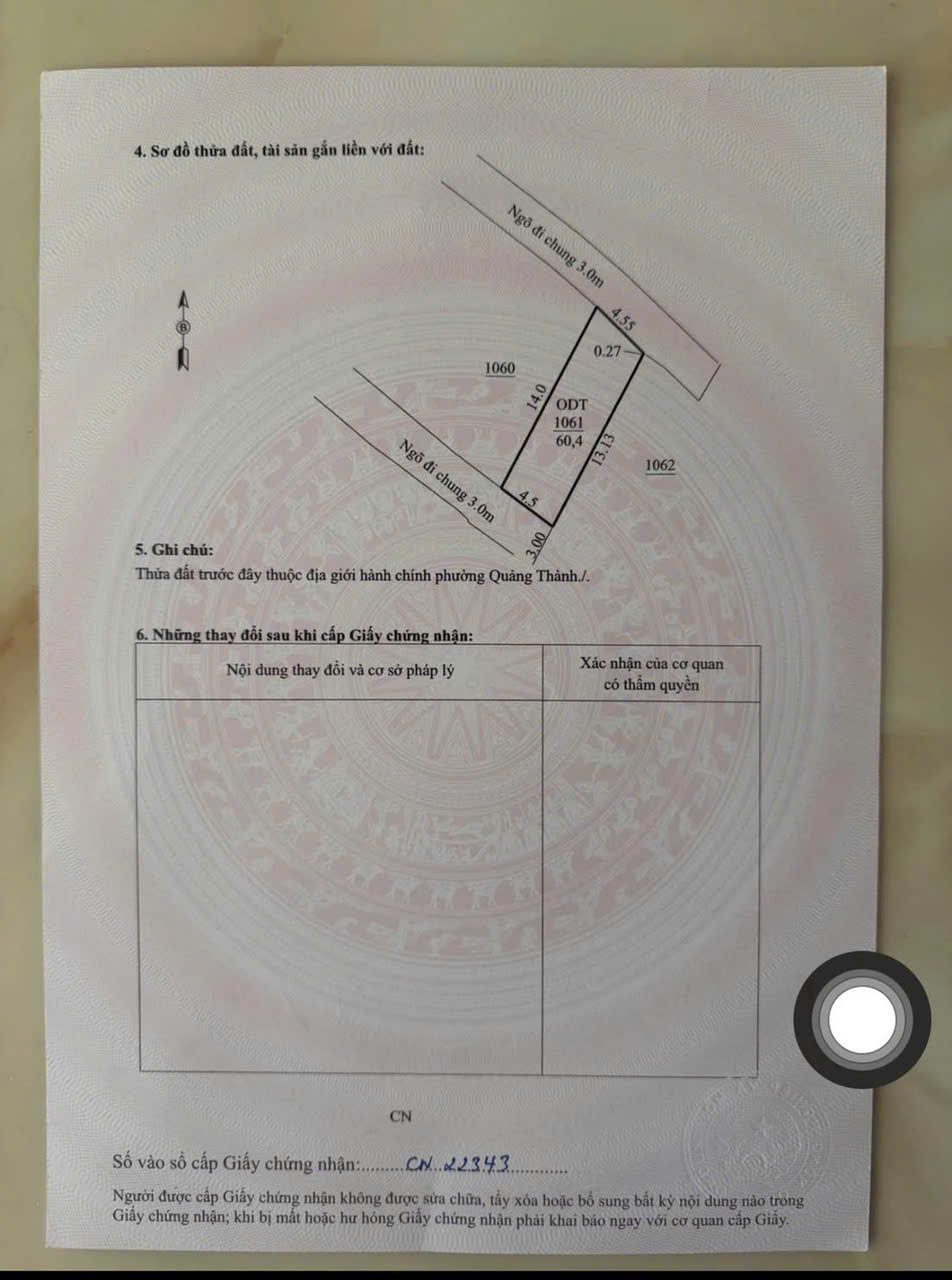 Đất 2 mặt tiền Thành Yên Quảng Thành - 4.5x14m - ngõ ô tô - giá chỉ 1 tỷ 5xx