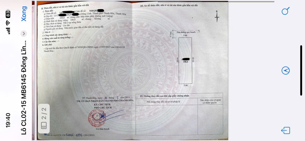 Đất mb 6145 Đông Lĩnh Thanh Hoá 100m2, vỉa hè rộng, ngay bệnh viện Phúc Thịnh - giá 3 tỷ 350 triệu