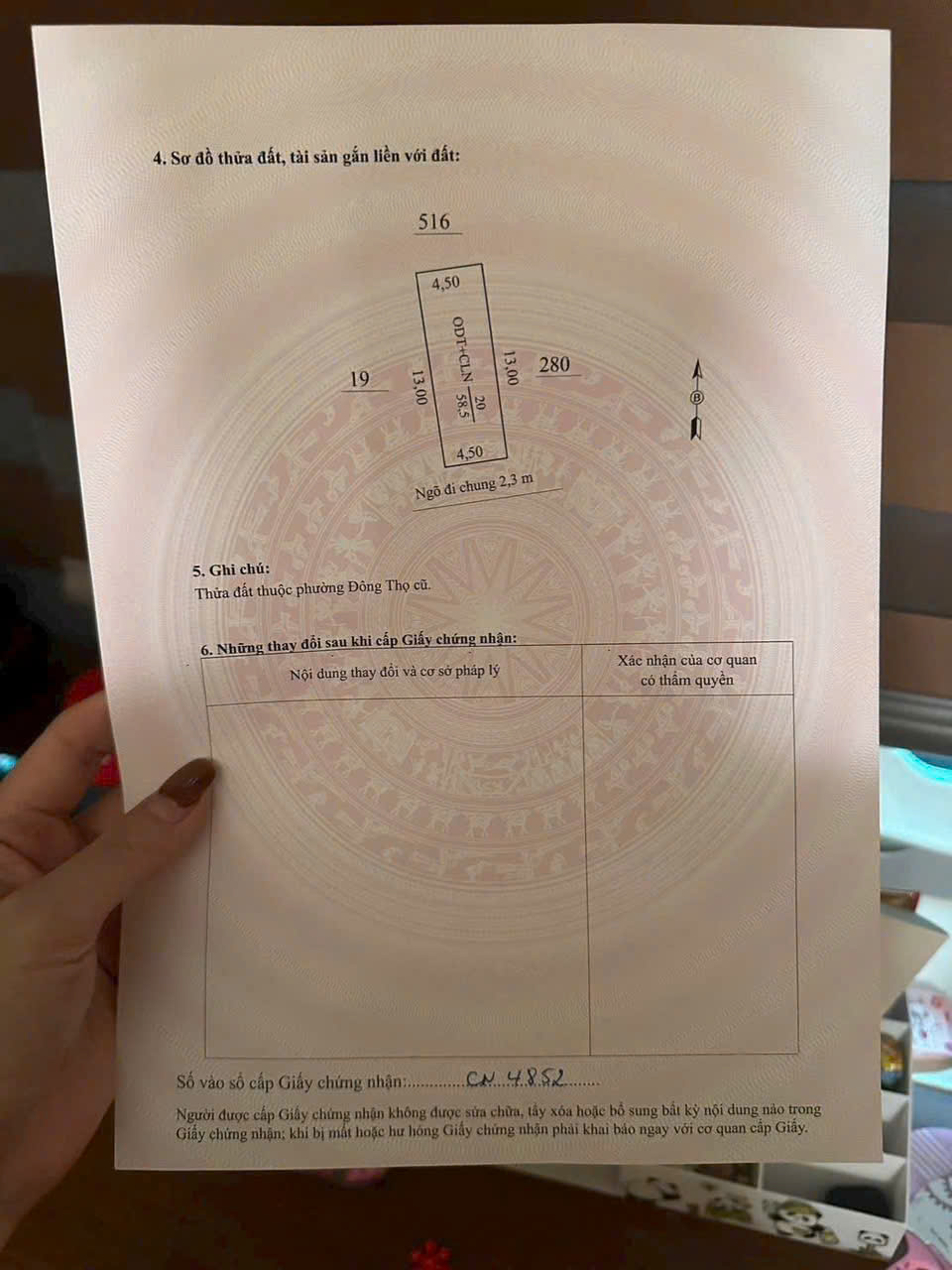 Bán đất ngõ đường Lý Nhân Tông, Đông Thọ, Thanh Hóa 58m2 - mặt tiền 4,5m giá 1 tỷ xxx