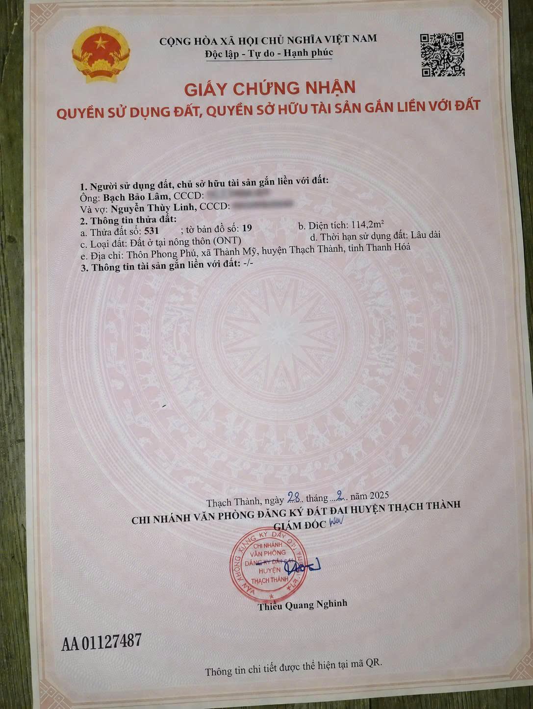 Cần bán mảnh đất giá rẻ tại thành mỹ, thạch thành, thanh hóa
