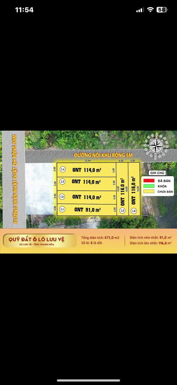 Bán đất Lưu Vệ Tân Phong 116m² mặt tiền 6m, sát Ecopark giá 1,25 tỷ