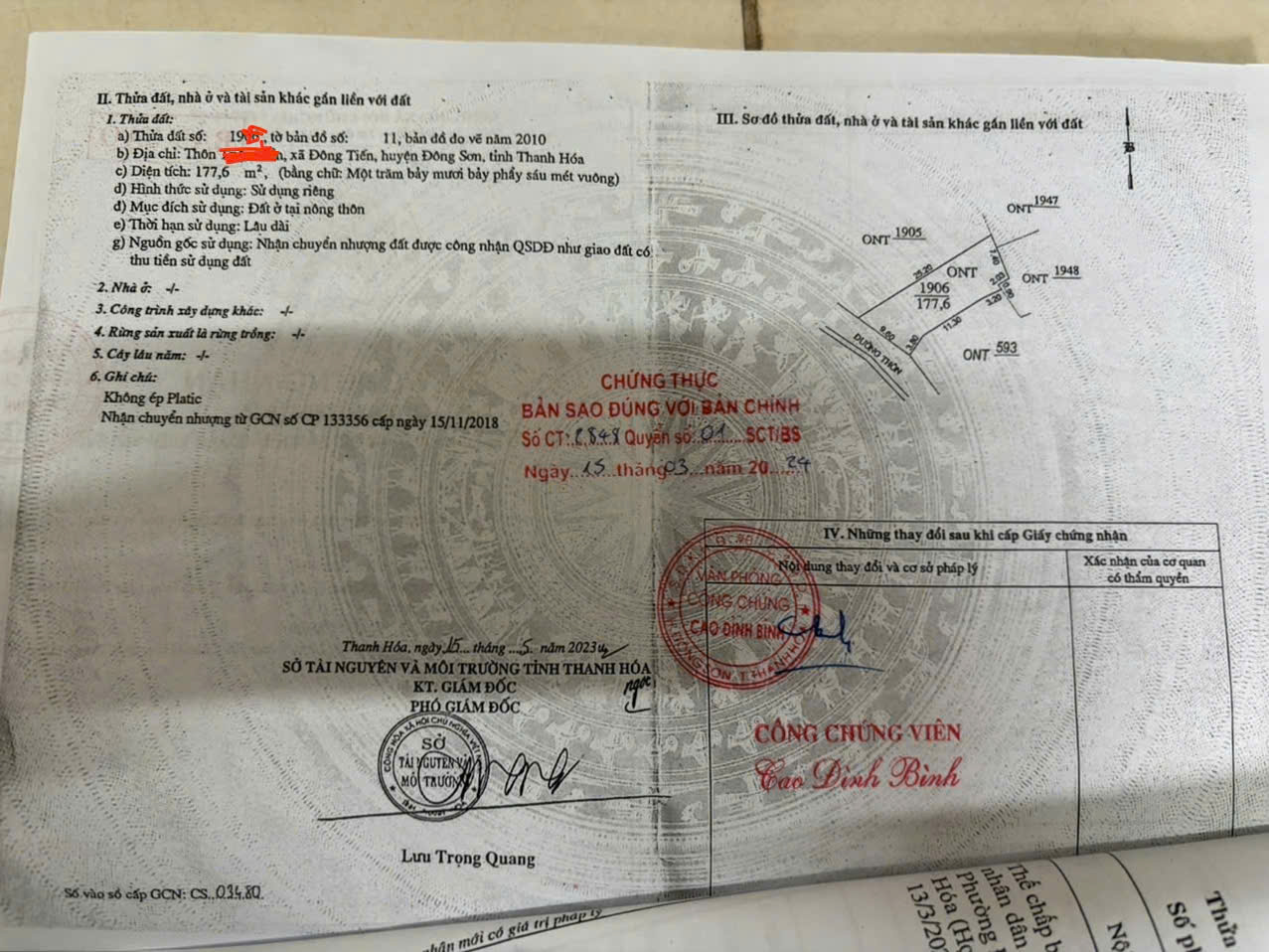 Bán nhà mái bằng 178m2 mặt tiền 9m tại Đông Tiến, Đông Sơn - giá 1,8 tỷ