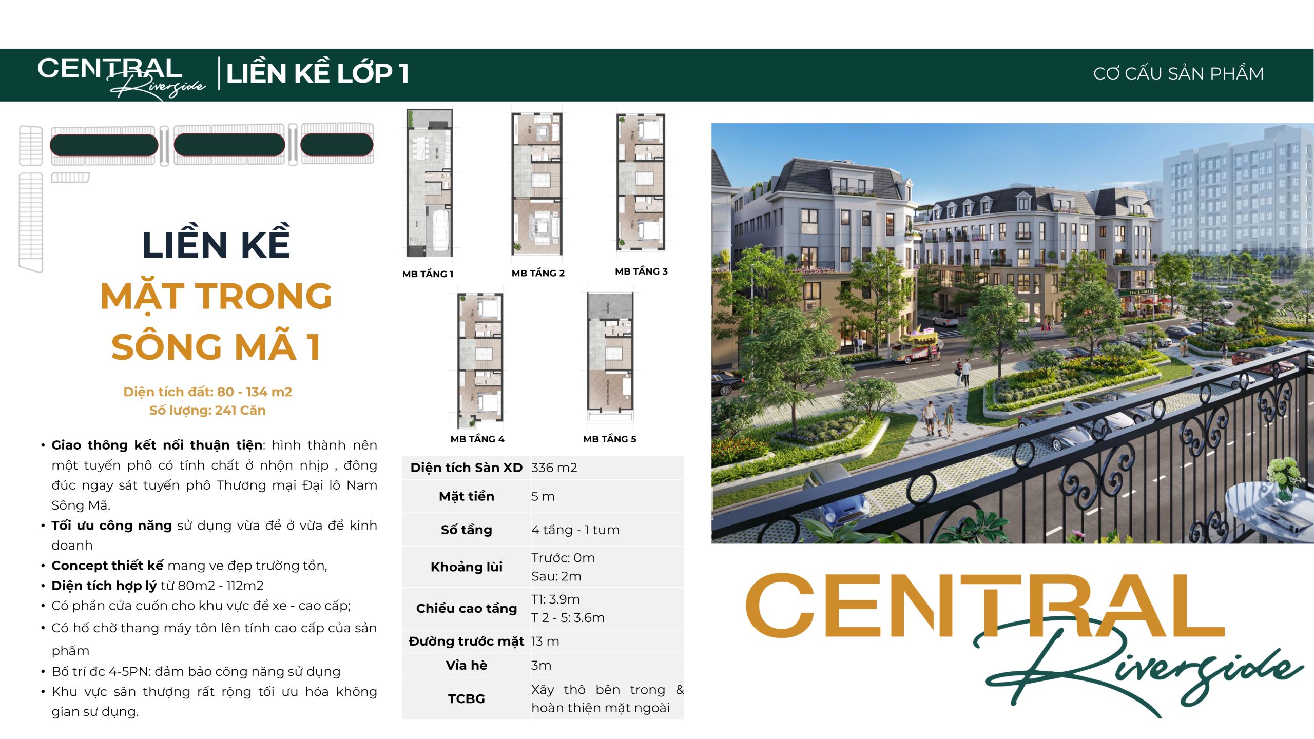 Liền kề mặt trong Sông Mã Central Riverside 1